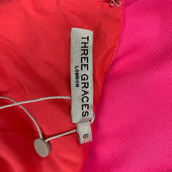 THREE GRACES Size S Pink Viscose Halter Shift Dress - Picture 6 of 6